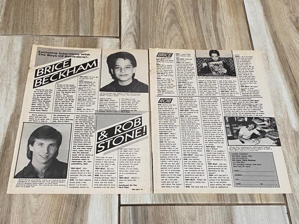 Brice Beckham Rob Stone teen magazine pinup clipping Teen Idols Teen Beat - $2.50