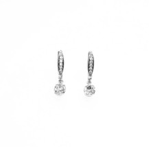 Earring - Platinum Pave Swarovski Crystal Hoop Earrings - £32.17 GBP