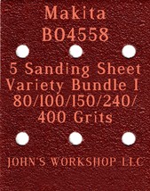 Makita BO4558 - 80/100/150/240/400 Grits - 5 Sandpaper Variety Bundle I - £3.92 GBP