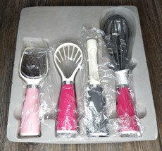 Kitchen Utensil Gift Set 4-Pc [Whisk Grater Apple Corer Avocado Slicer] Pink NEW - £7.75 GBP