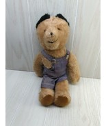 Eden Toys vintage plush Paddington brown tan teddy bear blue overalls bl... - $9.89