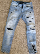 Jordan Craig mens skinny ripped blue jeans 34/32 E42 - £31.71 GBP