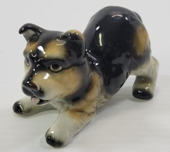 *B4)Vintage Lefton Black Brown Collie Terrier Puppy Dog Porcelain Figuri... - £19.07 GBP