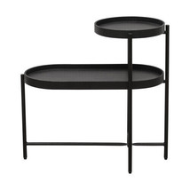 2-Tier Black Side Table With Storage Sofa Table For Living Room Metal - £61.51 GBP