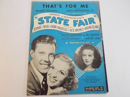 Vintage Sheet Music 1945 That&#39;s For Me From Rodgers &amp; Hammerstein&#39;s State Fair - £7.05 GBP