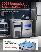 VEVOR Commercial Ice Maker Freestanding Worktop Machine 132 lbs/24H with Sink - $1,510.99