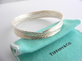 Tiffany &amp; Co Leaf Bracelet Bangle Basket Weave Cuff Bangle Love Gift Pouch Cool - £379.64 GBP