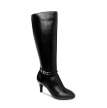 Karen Scott Womens 8.5 M Black Faux Leather High Heeled Boots NIB WH7 - $18.82