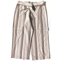 BeachLunchLounge Pull On Pants Size XL Linen Blend Wide Leg Striped Tan Natural - £11.29 GBP