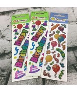 Vintage Sandylion Stickers Lot Of 3 Sheets Happy Birthday Party Themed  - £15.65 GBP