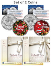 CHRISTMAS / SEASONS GREETINGS / SANTA Kennedy JFK Half Dollar US 2-Coin Set - $16.95