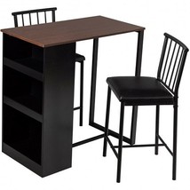 3 Piece Counter Height Pub Dining Set-Brown - Color: Brown - £124.52 GBP