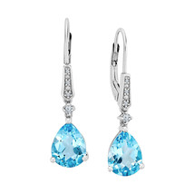 3 ct Pear Cut Simulated Blue Topaz Drop/Dangle Earrings 14K White Gold Plated - $57.52