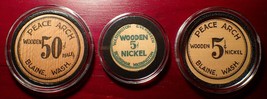 Lot of 3 1933 Blaine and Bellingham Washington Wooden coins Depression S... - $179.99