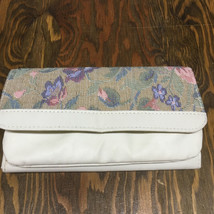 Vintage ladies large wallet vinyl cloth combination with check book holder - £15.53 GBP