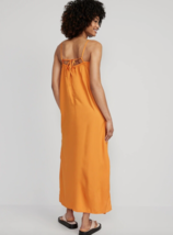 Old Navy Women’s Tie-Back V-Neck Maxi Slip Dress Orange Size S Simple Minimalist - £22.89 GBP