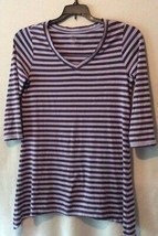 Soma Womens Blouse V Neck 3/4 Sleeve Pima Cotton Stretch Striped Tunic T... - £3.95 GBP