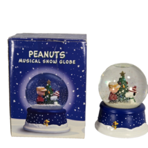 Peanuts Musical Snow Globe 50th Anniversary Charlie Brown Snoopy Christmas Tree - £17.99 GBP