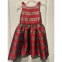 OshKosh Bgosh Girls Red &amp; Gold Striped Holiday Dress Size 12 Polyester/C... - $342.12 MXN