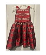 OshKosh Bgosh Girls Red &amp; Gold Striped Holiday Dress Size 12 Polyester/C... - $342.12 MXN