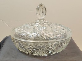 Vintage Anchor Hocking &quot;Star of David&quot; Pattern Clear Glass Candy Dish wi... - $29.69