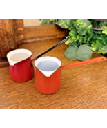 2 Vintage Metal Enamelware Turkish Coffee Pourer Butter Melting Pot Yugo... - $21.78 CAD