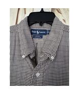 Ralph Lauren Blake 100% Cotton Button Down Shirt Long Sleeves Gingham Br... - $17.82