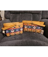 Home Interiors Decorative Christmas Basket Handle Snowmen Snowflakes Set... - $40.23 CAD