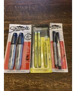 NEW Sharpie 2 Black Chisel Tip 2 Ultra Fine Permanent Markers &amp; Highligh... - $21.77