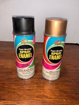 Vtg K-Mart Spray Paint Can Black 3728 &amp; Gold 3743 Enamel Paper Label Décor  - £15.98 GBP