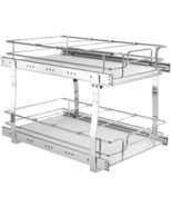 2 Tier 14&quot;W x 21&quot;D Pull Out Cabinet Organizer, Heavy Duty Slide Out Pant... - $83.94 CAD