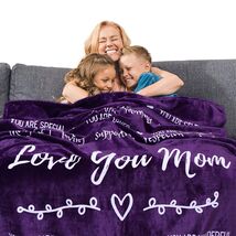 FILO ESTILO Love You Mom Sherpa Throw Blanket 60x50 Purple Violet - €18,92 EUR