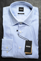 Hugo Boss Herren Joe Kent Regular Fit Blau Gestreiftes Baumwollhemd 37 14.5 - $1,198.07 MXN