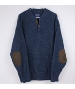 Pendleton Virgin Wool 1/4 Button Blue Sweater Men&#39;s Size Large Elbow Patch - £31.47 GBP