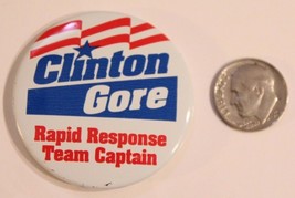 Vintage President Bill Clinton Al Gore Rapid Response Campaign Pinback B... - $5.93