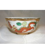 Vintage White Rice Bowl Dragon Painting decorated in Hong Kong W L - €29,70 EUR