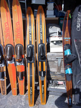 Vintage Combo Cypress Wood Water skis 68&quot;x 6.5&quot; Cut&#39;n Jump PRO-AM concave - $148.50