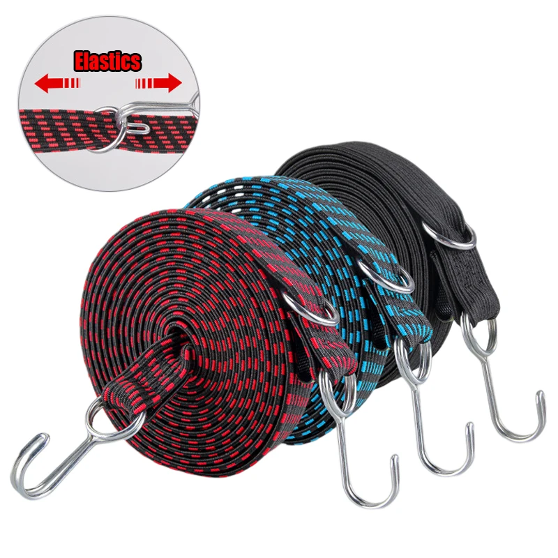 Motorcycle Bicycle Elastics Rubber Luggage Rope Cord Hooks Bikes Rope Tie - £10.76 GBP+