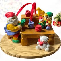 Avon Christmas With Santa In The Workshop Ornament 1992 Elf Teddy Bear T... - $7.87