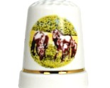 Horse in Field Scene Porcelain Souvenir Thimble Collectible Home Decor - £6.44 GBP