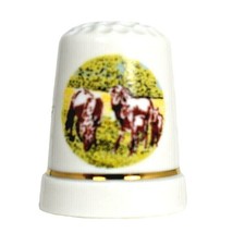 Horse in Field Scene Porcelain Souvenir Thimble Collectible Home Decor - $8.24