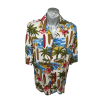 Hilo Hattie Hawaiian Mens Shirt Size XL Palm Tree Surfboard Short Sleeve - £27.10 GBP