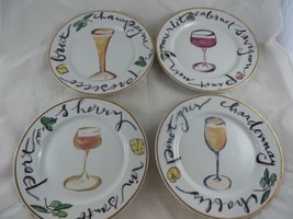 Rosanna 8&quot; Appetizer Salad Dessert Plates 4 Chardonay Sherry Champagne Cabernet  - £26.10 GBP