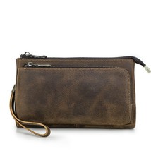 Long Men Clutch Wallet Genuine Leather Vintage Multi Pocket Solid Travel... - £47.85 GBP
