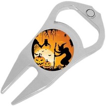 Witch Bats Pumpkins Halloween Golf Ball Marker Divot Repair Tool Bottle Opener - £9.42 GBP