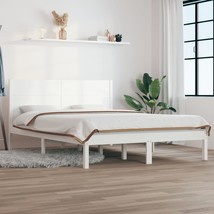 Bed Frame White Solid Wood 150x200 cm King Size - £118.40 GBP