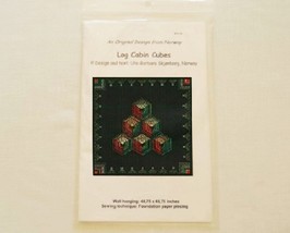 &#39;1997 Log Cabin Cubes Paper Pieced Quilted Wall Hanging Pattern Norway Free Ship - $6.50