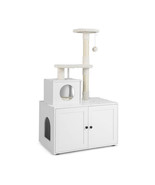 Cat Tree with Litter Box Enclosure with Cat Condo-White - Color: White - $168.49