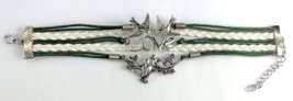 Leather Multi Charm Bracelet Love Birds Cuff Style Braided Leather Bracelet - $6.99
