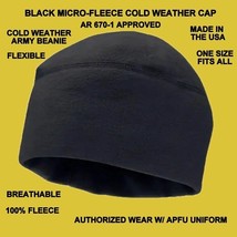 NEW ARMY Fleece Watch Cap Hat BLACK Beanie COLD WEATHER WINTER PT APFU - $18.57